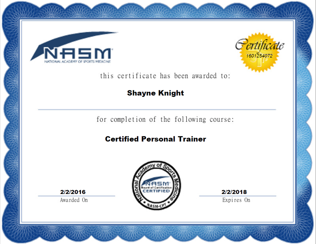 NASM Certified Personal Trainer & Corrective Exercise